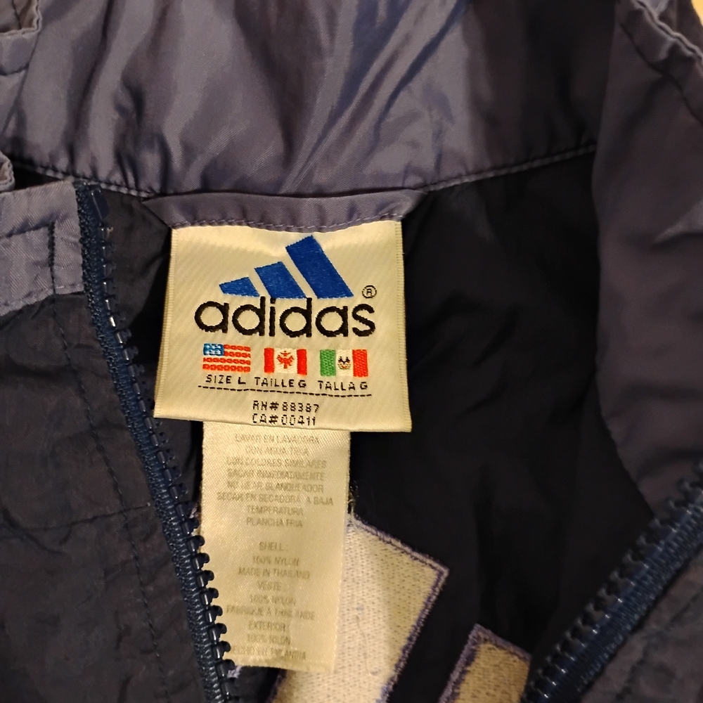adidas vintage men's navy blue windbreaker jacket size L - Picture 2 of 3